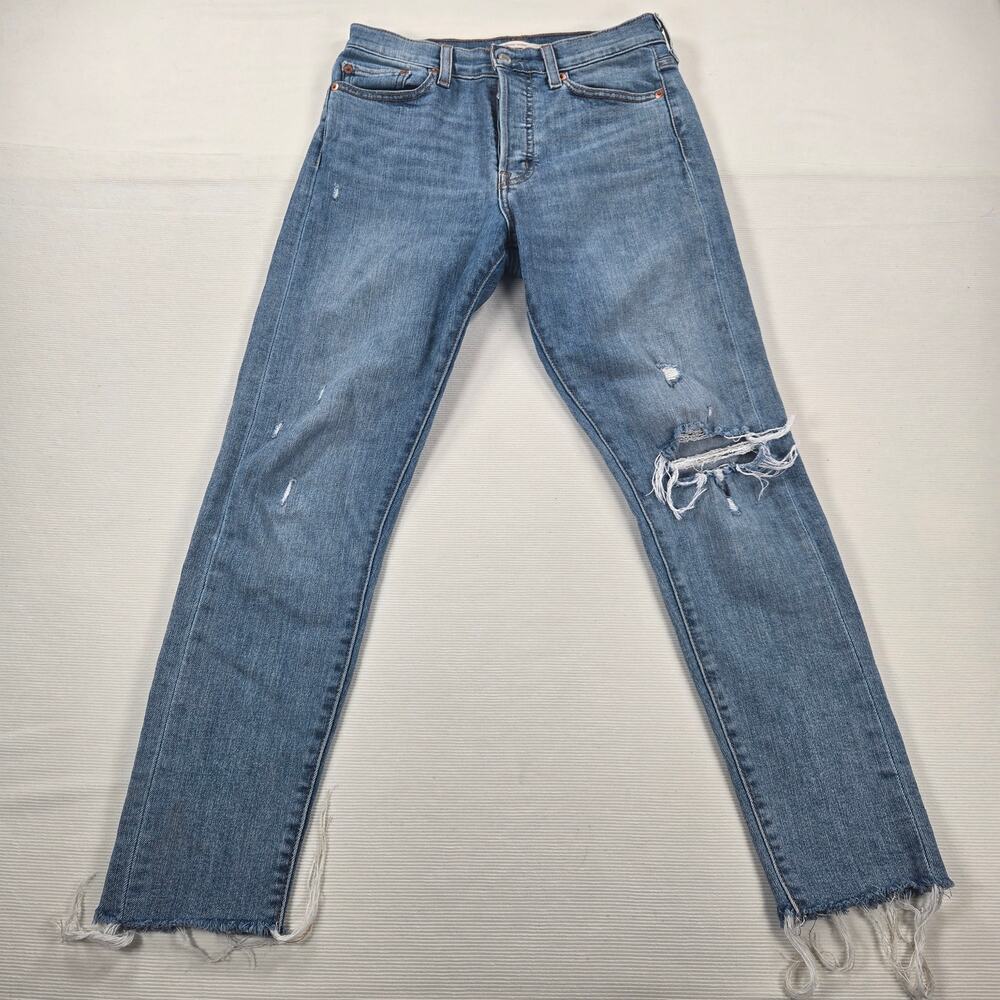 Levi's High Rise‎ Destroyed Distressed Button Fly Wedgie Skinny Jeans Size 28